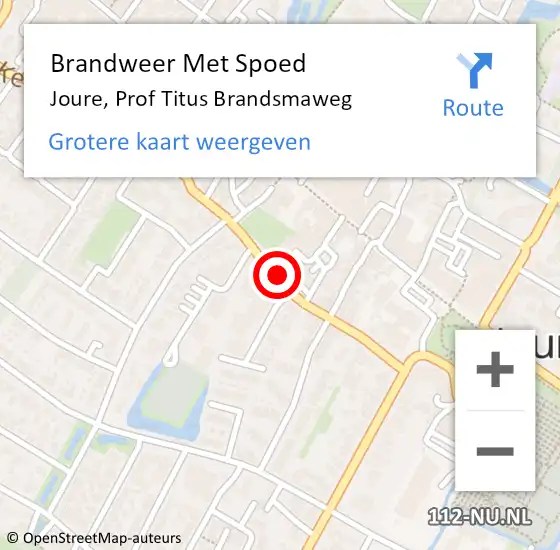 Locatie op kaart van de 112 melding: Brandweer Met Spoed Naar Joure, Prof Titus Brandsmaweg op 28 december 2014 08:33