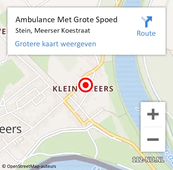 Locatie op kaart van de 112 melding: Ambulance Met Grote Spoed Naar Stein, Meerser Koestraat op 28 december 2014 08:53