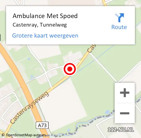 Locatie op kaart van de 112 melding: Ambulance Met Spoed Naar Castenray, Tunnelweg op 28 december 2014 08:55