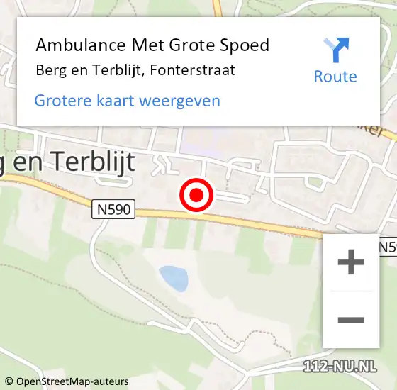 Locatie op kaart van de 112 melding: Ambulance Met Grote Spoed Naar Berg en Terblijt, Fonterstraat op 28 december 2014 09:29