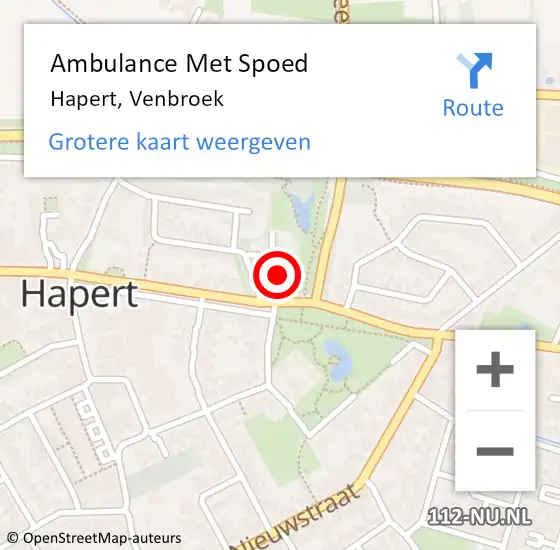 Locatie op kaart van de 112 melding: Ambulance Met Spoed Naar Hapert, Venbroek op 28 december 2014 10:03