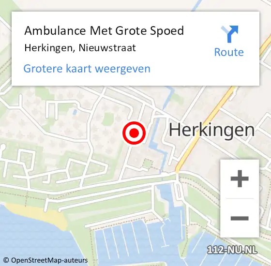 Locatie op kaart van de 112 melding: Ambulance Met Grote Spoed Naar Herkingen, Nieuwstraat op 28 december 2014 10:04