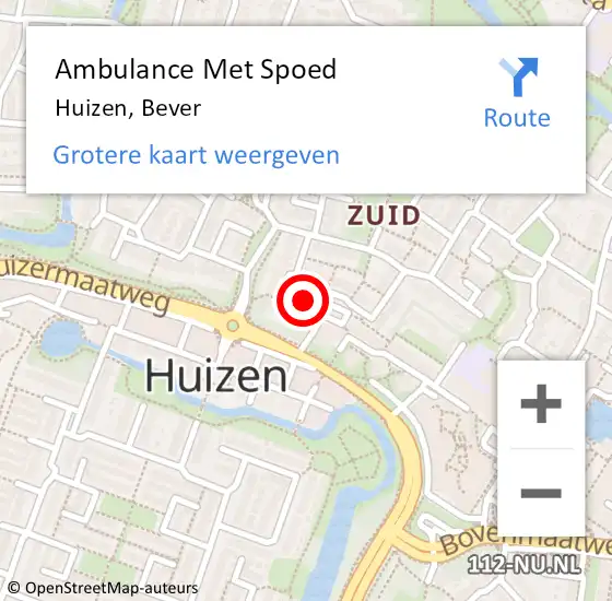 Locatie op kaart van de 112 melding: Ambulance Met Spoed Naar Huizen, Bever op 28 december 2014 10:51