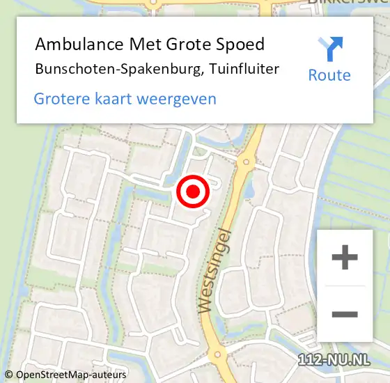 Locatie op kaart van de 112 melding: Ambulance Met Grote Spoed Naar Bunschoten-Spakenburg, Tuinfluiter op 28 december 2014 10:56