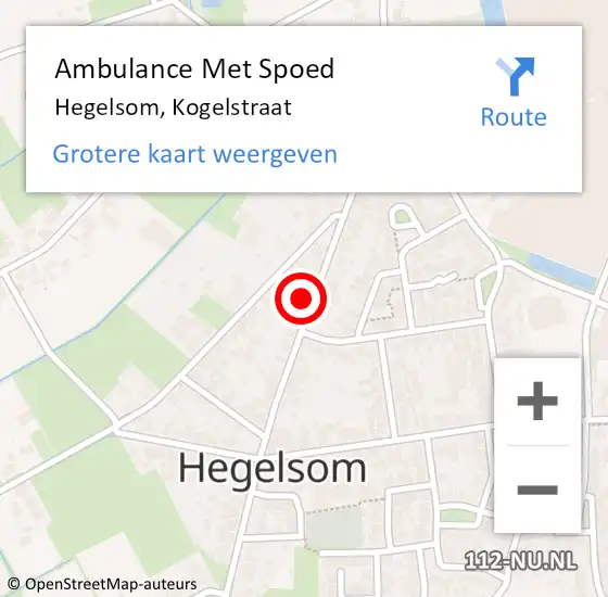 Locatie op kaart van de 112 melding: Ambulance Met Spoed Naar Hegelsom, Kogelstraat op 28 december 2014 10:58