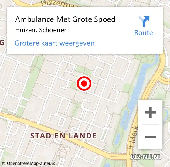 Locatie op kaart van de 112 melding: Ambulance Met Grote Spoed Naar Huizen, Schoener op 28 december 2014 12:08