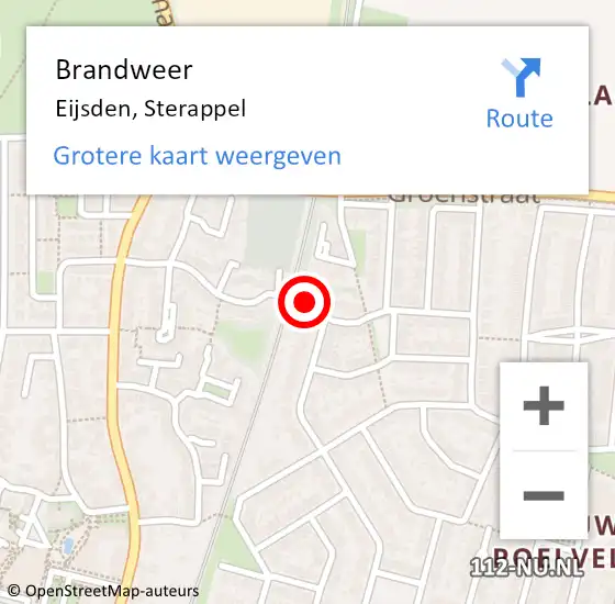 Locatie op kaart van de 112 melding: Brandweer Eijsden, Sterappel op 28 december 2014 12:11