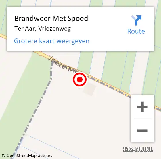 Locatie op kaart van de 112 melding: Brandweer Met Spoed Naar Ter Aar, Vriezenweg op 28 december 2014 12:16