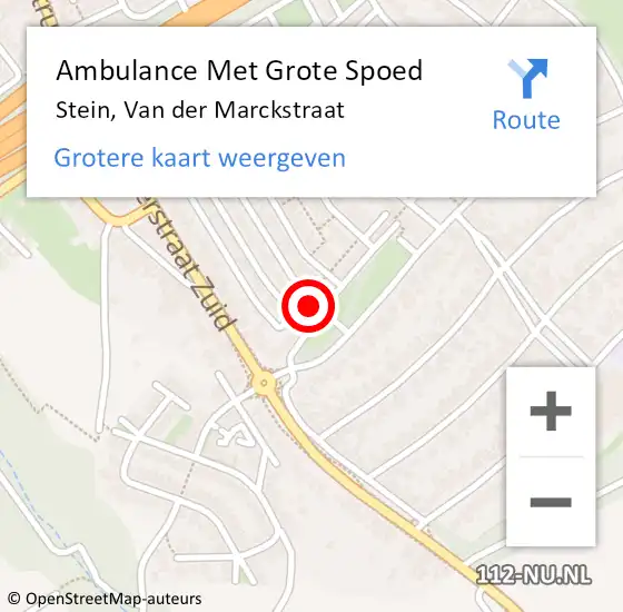 Locatie op kaart van de 112 melding: Ambulance Met Grote Spoed Naar Stein, Van der Marckstraat op 25 oktober 2013 18:39