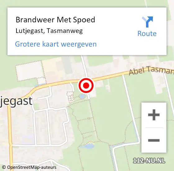 Locatie op kaart van de 112 melding: Brandweer Met Spoed Naar Lutjegast, Tasmanweg op 28 december 2014 13:09