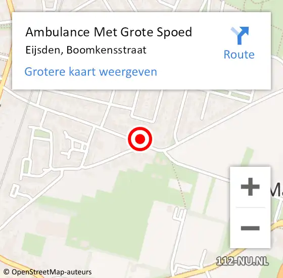 Locatie op kaart van de 112 melding: Ambulance Met Grote Spoed Naar Eijsden, Boomkensstraat op 28 december 2014 13:27