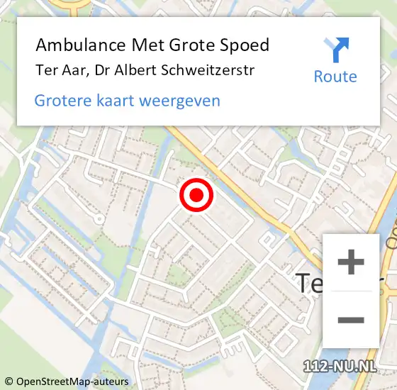 Locatie op kaart van de 112 melding: Ambulance Met Grote Spoed Naar Ter Aar, Dr Albert Schweitzerstr op 28 december 2014 13:32