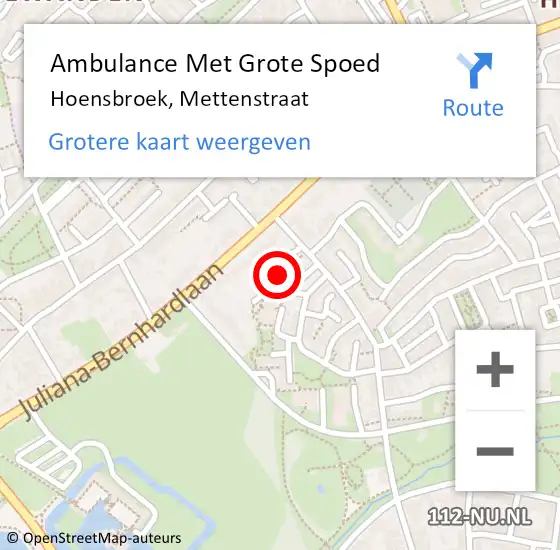 Locatie op kaart van de 112 melding: Ambulance Met Grote Spoed Naar Hoensbroek, Mettenstraat op 28 december 2014 13:58