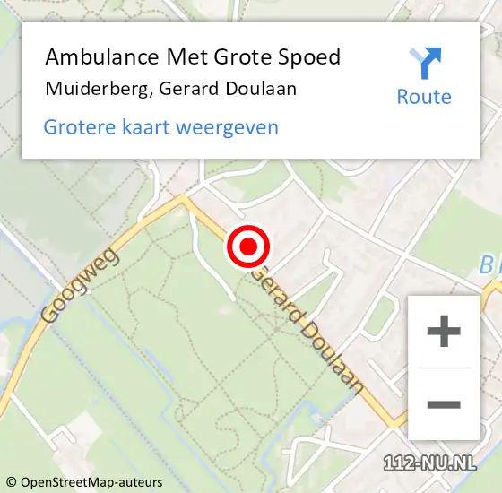 Locatie op kaart van de 112 melding: Ambulance Met Grote Spoed Naar Muiderberg, Gerard Doulaan op 28 december 2014 13:59