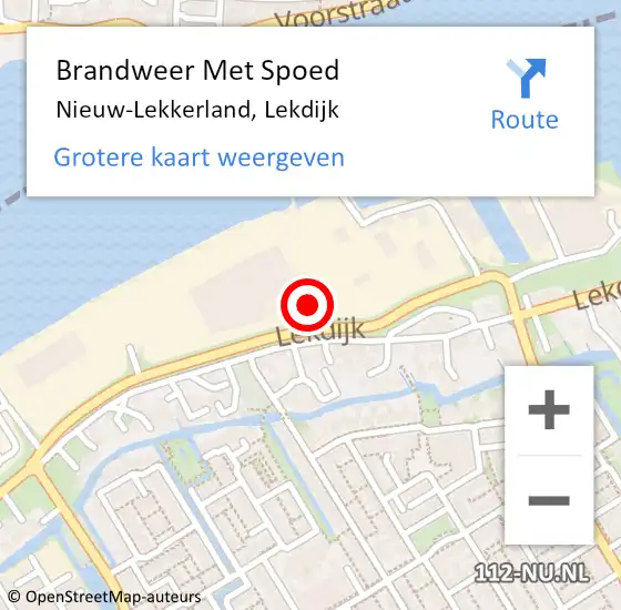 Locatie op kaart van de 112 melding: Brandweer Met Spoed Naar Nieuw-Lekkerland, Lekdijk op 28 december 2014 14:09