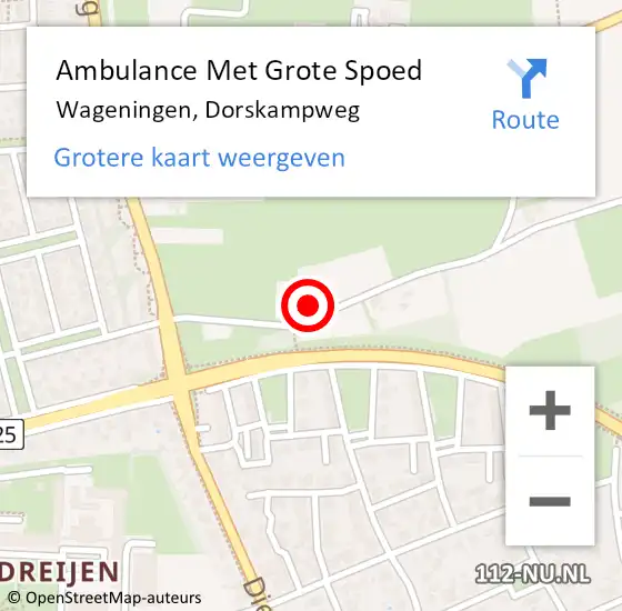 Locatie op kaart van de 112 melding: Ambulance Met Grote Spoed Naar Wageningen, Dorskampweg op 28 december 2014 14:17