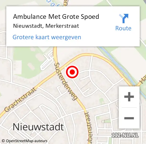 Locatie op kaart van de 112 melding: Ambulance Met Grote Spoed Naar Nieuwstadt, Merkerstraat op 28 december 2014 14:37