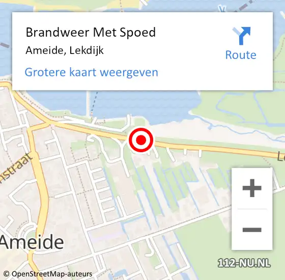 Locatie op kaart van de 112 melding: Brandweer Met Spoed Naar Ameide, Lekdijk op 28 december 2014 15:05