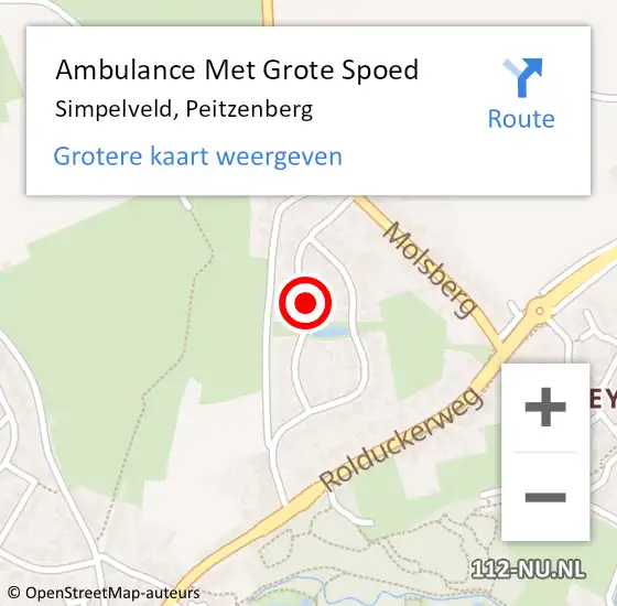 Locatie op kaart van de 112 melding: Ambulance Met Grote Spoed Naar Simpelveld, Peitzenberg op 28 december 2014 15:41