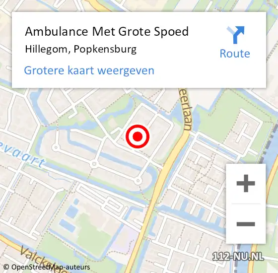 Locatie op kaart van de 112 melding: Ambulance Met Grote Spoed Naar Hillegom, Popkensburg op 28 december 2014 15:49