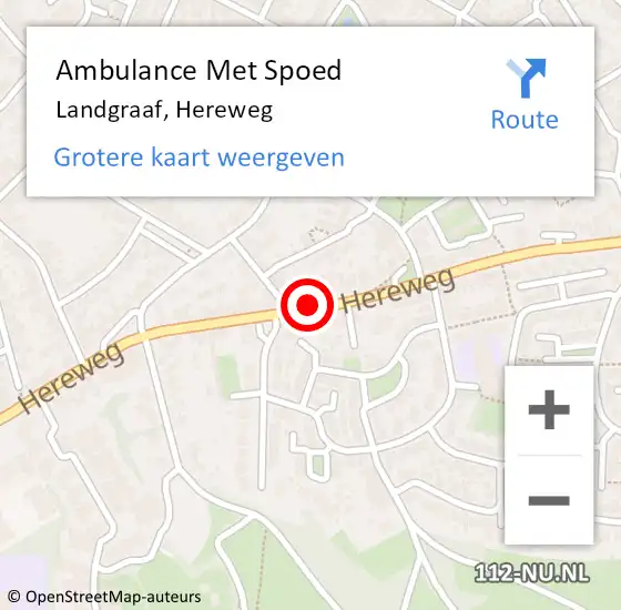 Locatie op kaart van de 112 melding: Ambulance Met Spoed Naar Landgraaf, Hereweg op 28 december 2014 15:51