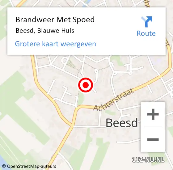 Locatie op kaart van de 112 melding: Brandweer Met Spoed Naar Beesd, Blauwe Huis op 28 december 2014 15:52