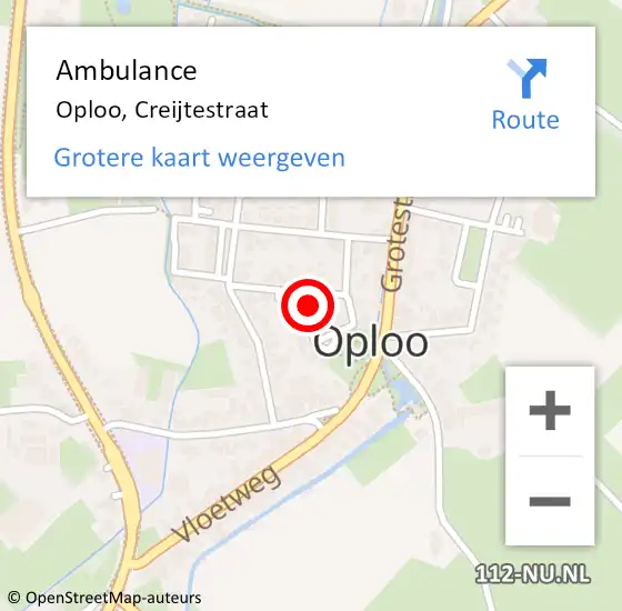 Locatie op kaart van de 112 melding: Ambulance Oploo, Creijtestraat op 28 december 2014 16:35