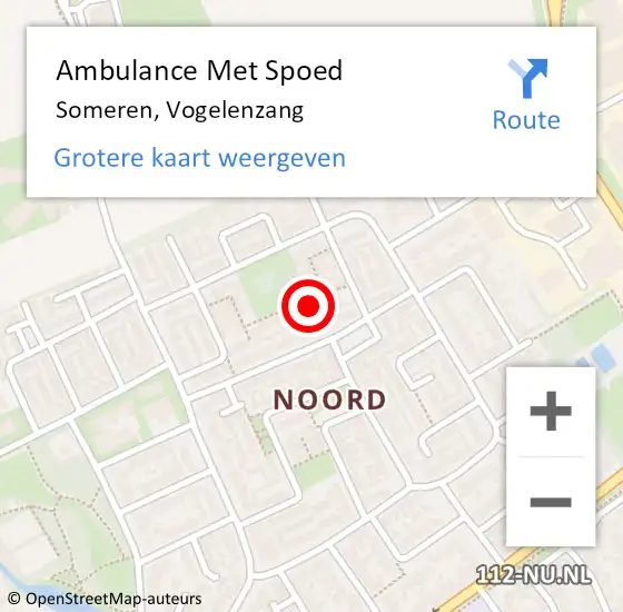 Locatie op kaart van de 112 melding: Ambulance Met Spoed Naar Someren, Vogelenzang op 28 december 2014 17:21