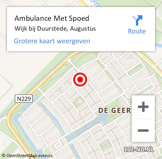 Locatie op kaart van de 112 melding: Ambulance Met Spoed Naar Wijk bij Duurstede, Augustus op 28 december 2014 17:27