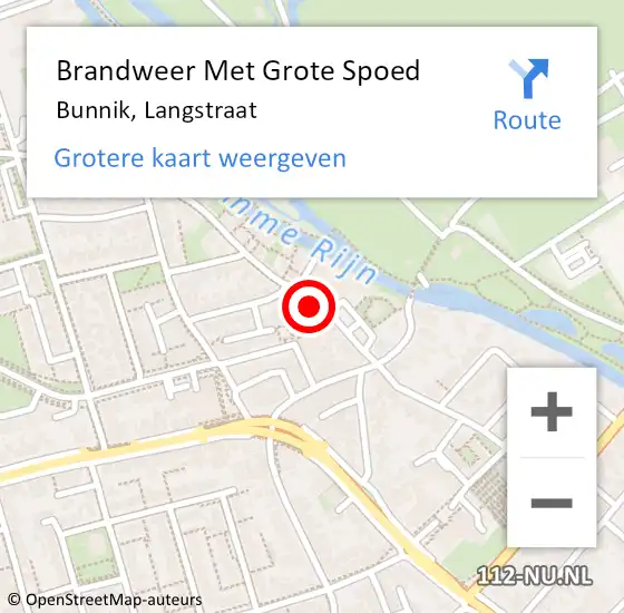 Locatie op kaart van de 112 melding: Brandweer Met Grote Spoed Naar Bunnik, Langstraat op 28 december 2014 17:54