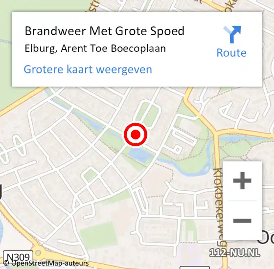 Locatie op kaart van de 112 melding: Brandweer Met Grote Spoed Naar Elburg, Arent Toe Boecoplaan op 28 december 2014 17:58