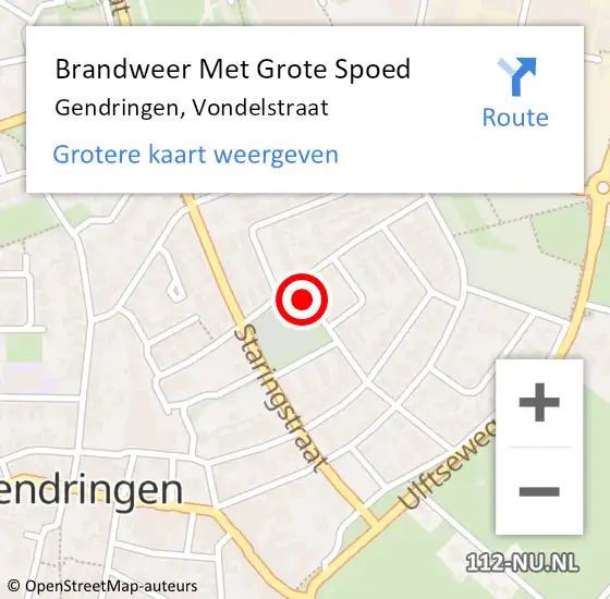 Locatie op kaart van de 112 melding: Brandweer Met Grote Spoed Naar Gendringen, Vondelstraat op 28 december 2014 18:11