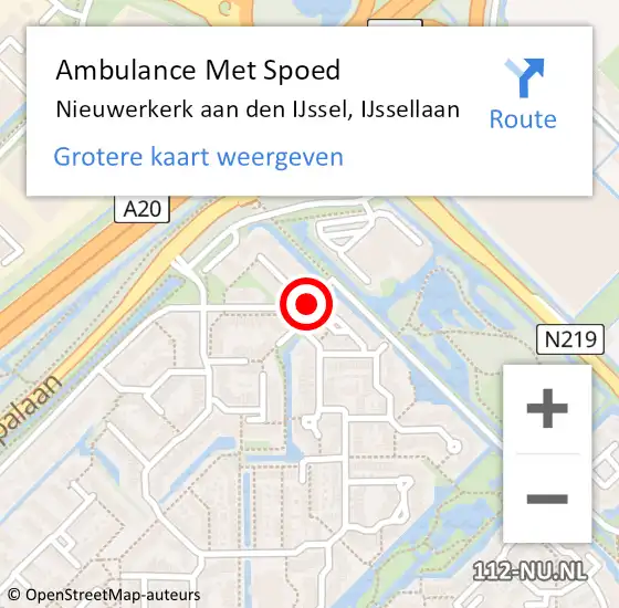 Locatie op kaart van de 112 melding: Ambulance Met Spoed Naar Nieuwerkerk aan den IJssel, IJssellaan op 28 december 2014 18:34