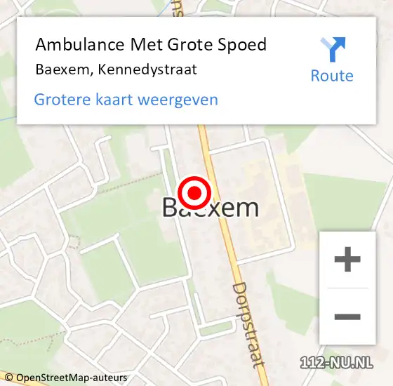 Locatie op kaart van de 112 melding: Ambulance Met Grote Spoed Naar Baexem, Kennedystraat op 28 december 2014 18:41