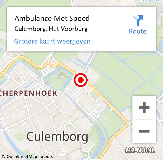 Locatie op kaart van de 112 melding: Ambulance Met Spoed Naar Culemborg, Het Voorburg op 28 december 2014 18:45