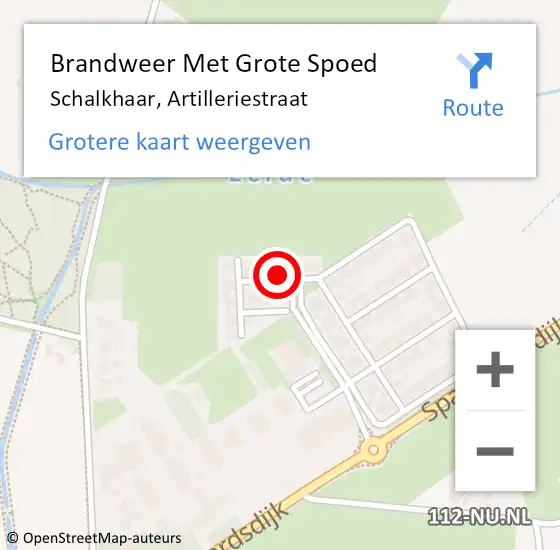 Locatie op kaart van de 112 melding: Brandweer Met Grote Spoed Naar Schalkhaar, Artilleriestraat op 28 december 2014 19:07