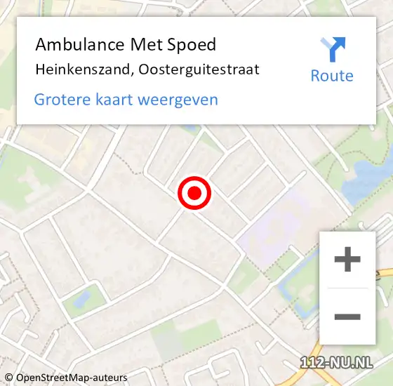 Locatie op kaart van de 112 melding: Ambulance Met Spoed Naar Heinkenszand, Oosterguitestraat op 28 december 2014 19:26