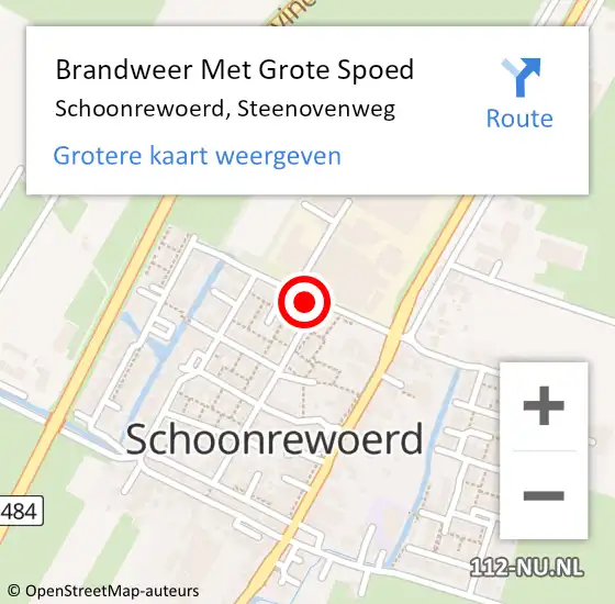 Locatie op kaart van de 112 melding: Brandweer Met Grote Spoed Naar Schoonrewoerd, Steenovenweg op 28 december 2014 19:34