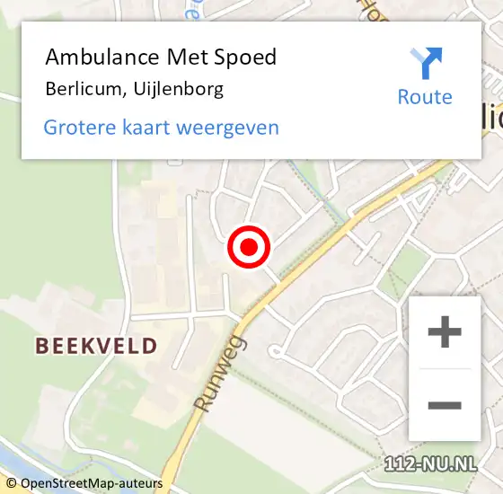 Locatie op kaart van de 112 melding: Ambulance Met Spoed Naar Berlicum, Uijlenborg op 28 december 2014 19:34