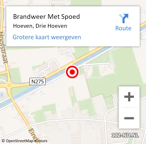 Locatie op kaart van de 112 melding: Brandweer Met Spoed Naar Hoeven, Drie Hoeven op 28 december 2014 19:41