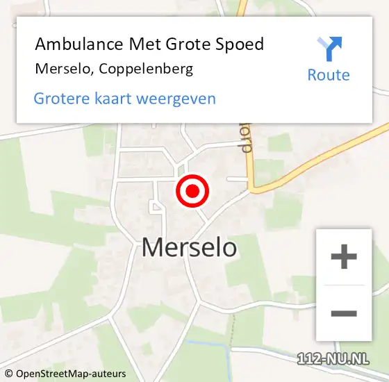 Locatie op kaart van de 112 melding: Ambulance Met Grote Spoed Naar Merselo, Coppelenberg op 28 december 2014 20:19