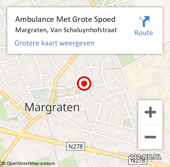 Locatie op kaart van de 112 melding: Ambulance Met Grote Spoed Naar Margraten, Van Schaluynhofstraat op 28 december 2014 20:30