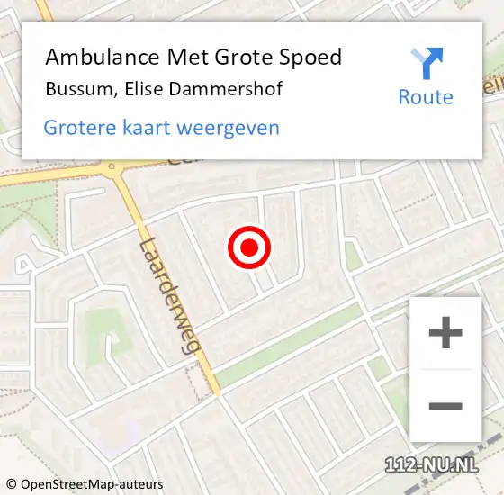 Locatie op kaart van de 112 melding: Ambulance Met Grote Spoed Naar Bussum, Elise Dammershof op 28 december 2014 20:36