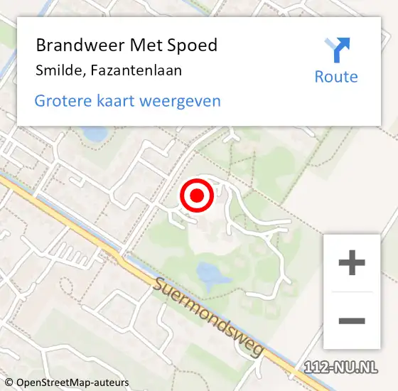 Locatie op kaart van de 112 melding: Brandweer Met Spoed Naar Smilde, Fazantenlaan op 28 december 2014 20:50