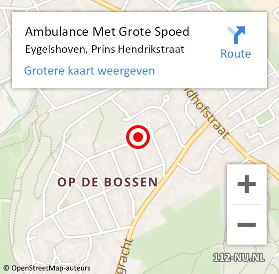 Locatie op kaart van de 112 melding: Ambulance Met Grote Spoed Naar Eygelshoven, Prins Hendrikstraat op 28 december 2014 21:53