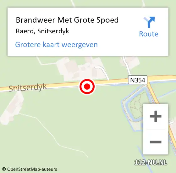 Locatie op kaart van de 112 melding: Brandweer Met Grote Spoed Naar Raerd, Snitserdyk op 28 december 2014 21:57