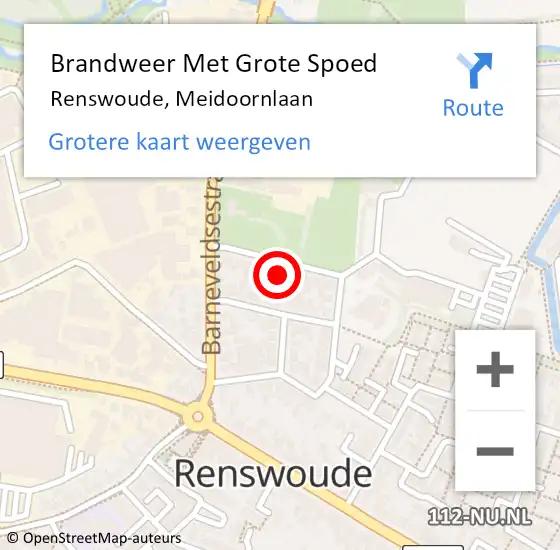 Locatie op kaart van de 112 melding: Brandweer Met Grote Spoed Naar Renswoude, Meidoornlaan op 28 december 2014 22:36