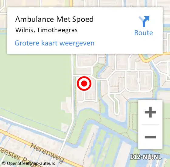 Locatie op kaart van de 112 melding: Ambulance Met Spoed Naar Wilnis, Timotheegras op 28 december 2014 22:40