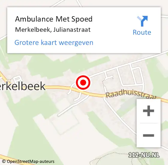 Locatie op kaart van de 112 melding: Ambulance Met Spoed Naar Merkelbeek, Julianastraat op 28 december 2014 23:25