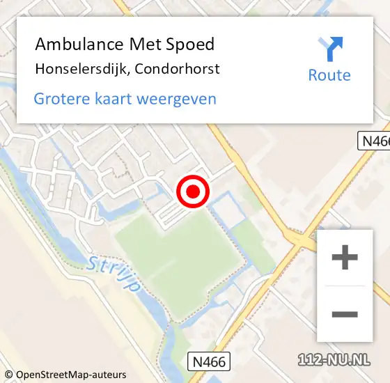 Locatie op kaart van de 112 melding: Ambulance Met Spoed Naar Honselersdijk, Condorhorst op 28 december 2014 23:29